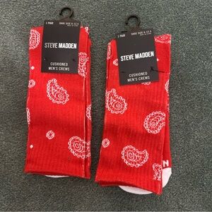 Steve Madden Red Paisley Men's Crew Socks